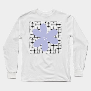 Abstract Flower on Grid - Pastel lilac purple Long Sleeve T-Shirt